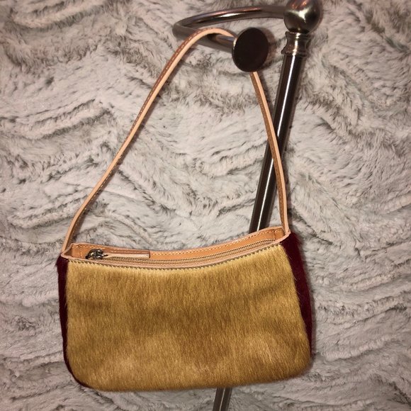 Pony Small Shoulder Bag Camel & Burgundy - Picture 1 of 2